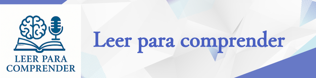Portada para el curso, tiene un logo con un cerebro, un micrófono y un libro, además tiene escrito el lema leer para comprender